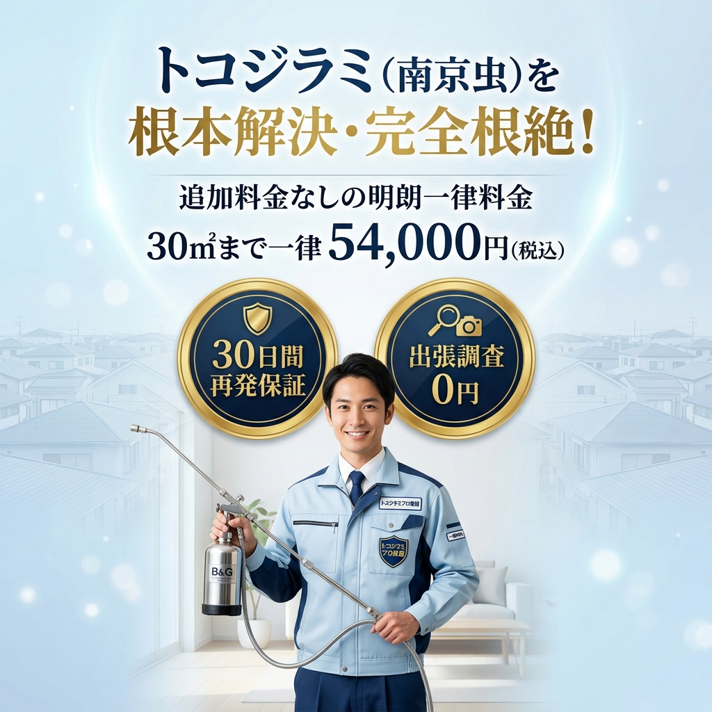 トコジラミ完全根絶！追加料金なしの一律明朗会計 54,000円